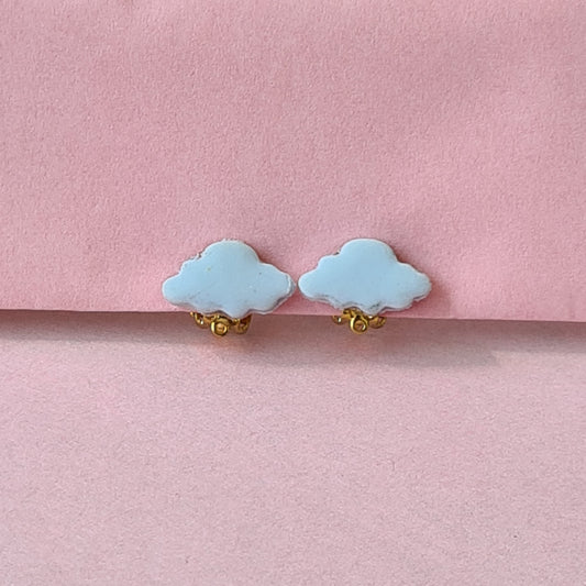 Cloud Shaped Clip On Earrings